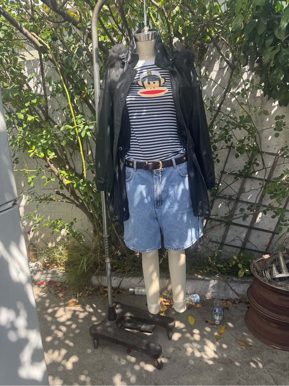 Paul Frank Navy & White Striped Short Sleeve Tee with Monkey Graphic